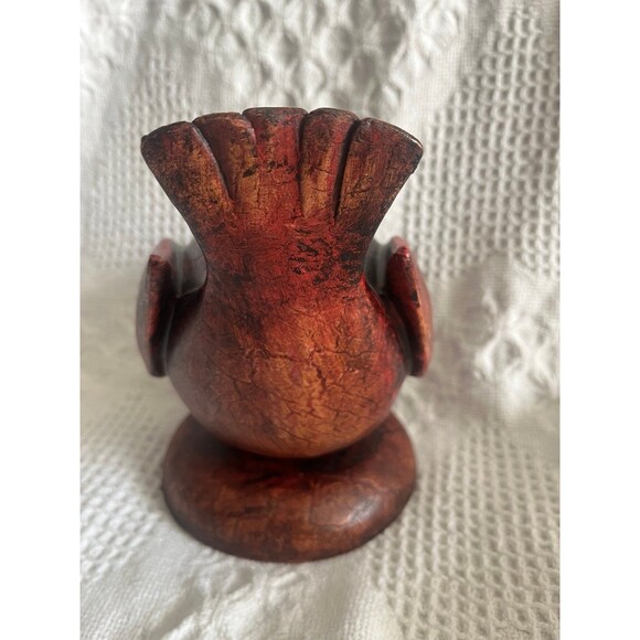 Red Folk Art Crackle Bird - Picture 4 of 5